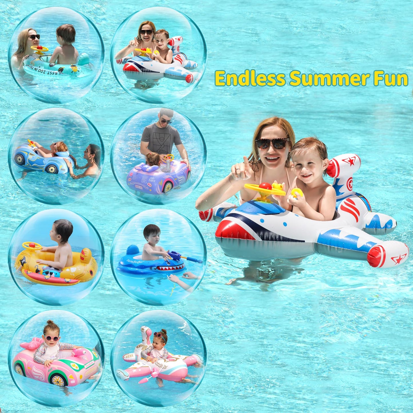 Free Swimming Baby Swimbobo Toddler Pool Float with Seat Car – Purple/Pink (3+ yrs)