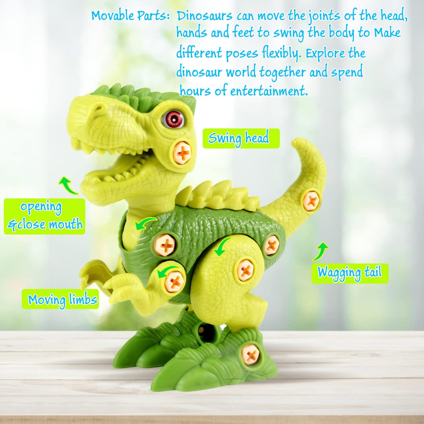 FREE TO FLY Dinosaur Toys for 3-7 Year Olds | Take Apart STEM Building Kit with Drill