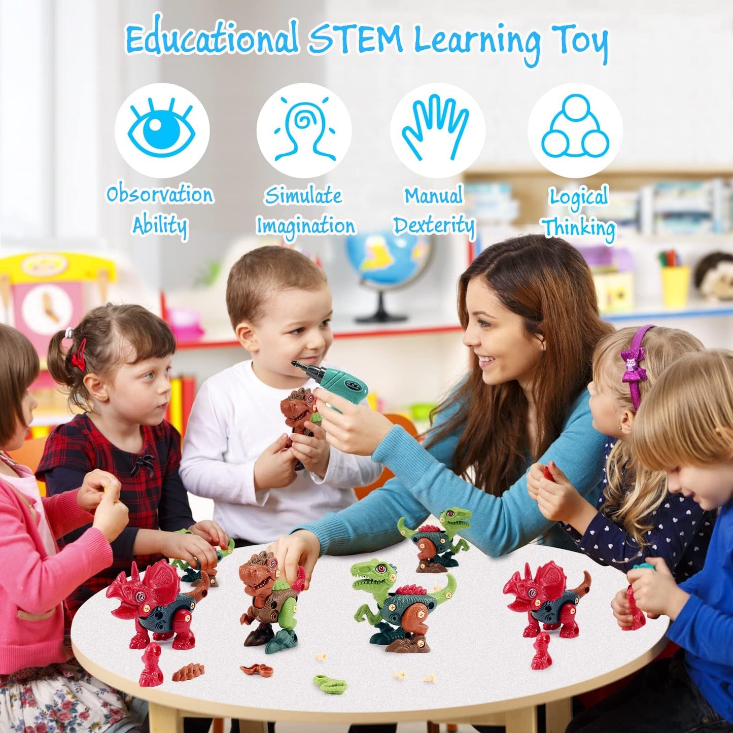 FREE TO FLY STEM Dinosaur Toys – Take-Apart Dinos for Kids 3-8