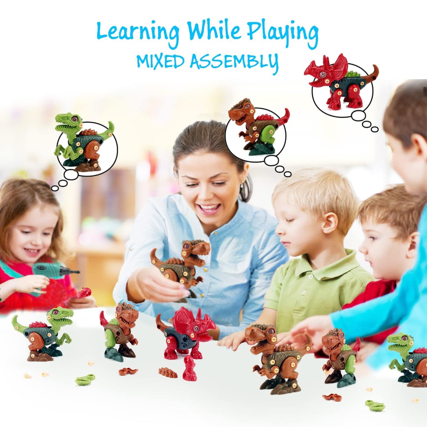 FREE TO FLY STEM Dinosaur Toys – Take-Apart Dinos for Kids 3-8