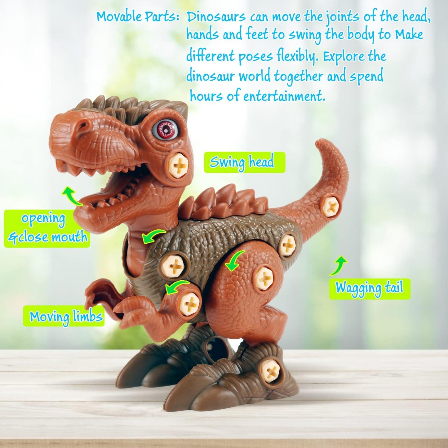 FREE TO FLY STEM Dinosaur Toys – Take-Apart Dinos for Kids 3-8