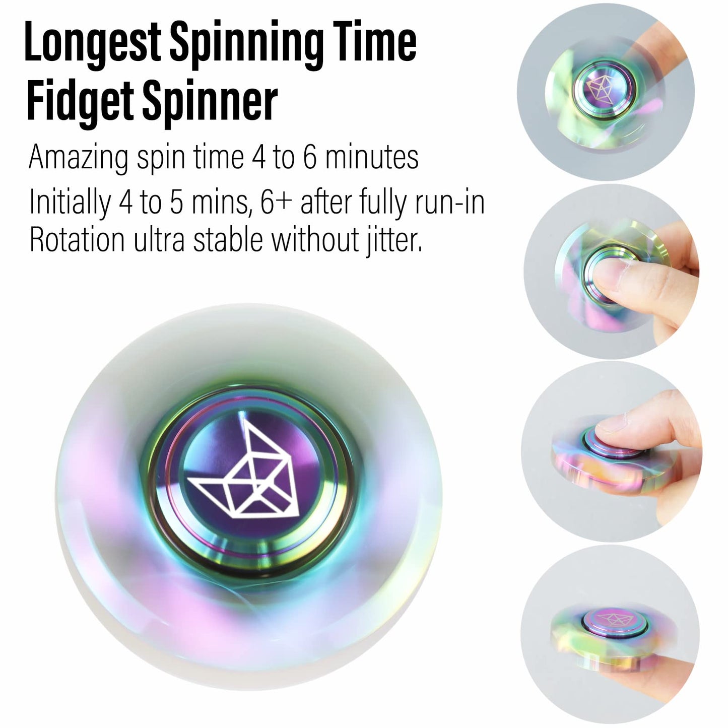 FREELOVE Metal Fidget Spinner for Adults – Stainless Steel, Fox Mini Gyro, Rainbow Finish