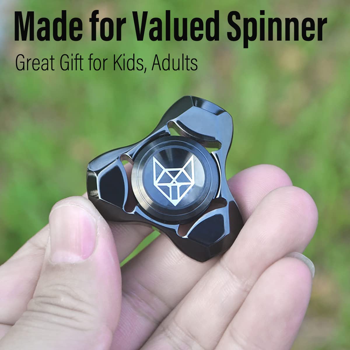 FREELOVE Metal Fidget Spinner – Stainless Steel Heavy Spin, Fox Mini Gyro, Black