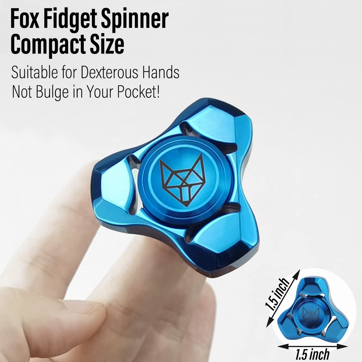 FREELOVE Metal Fidget Spinner for Adults – Stainless Steel, Heavy Spin, Blue