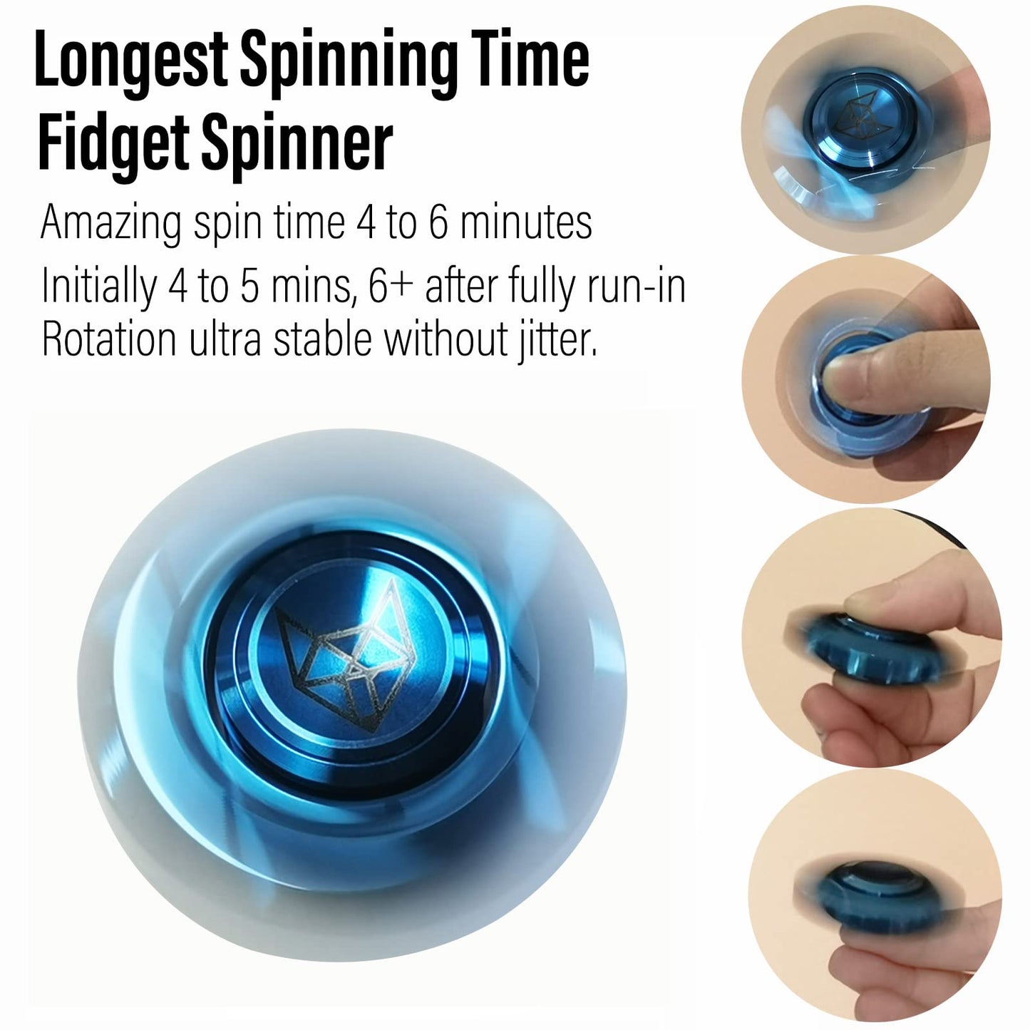 FREELOVE Metal Fidget Spinner for Adults – Stainless Steel, Heavy Spin, Blue