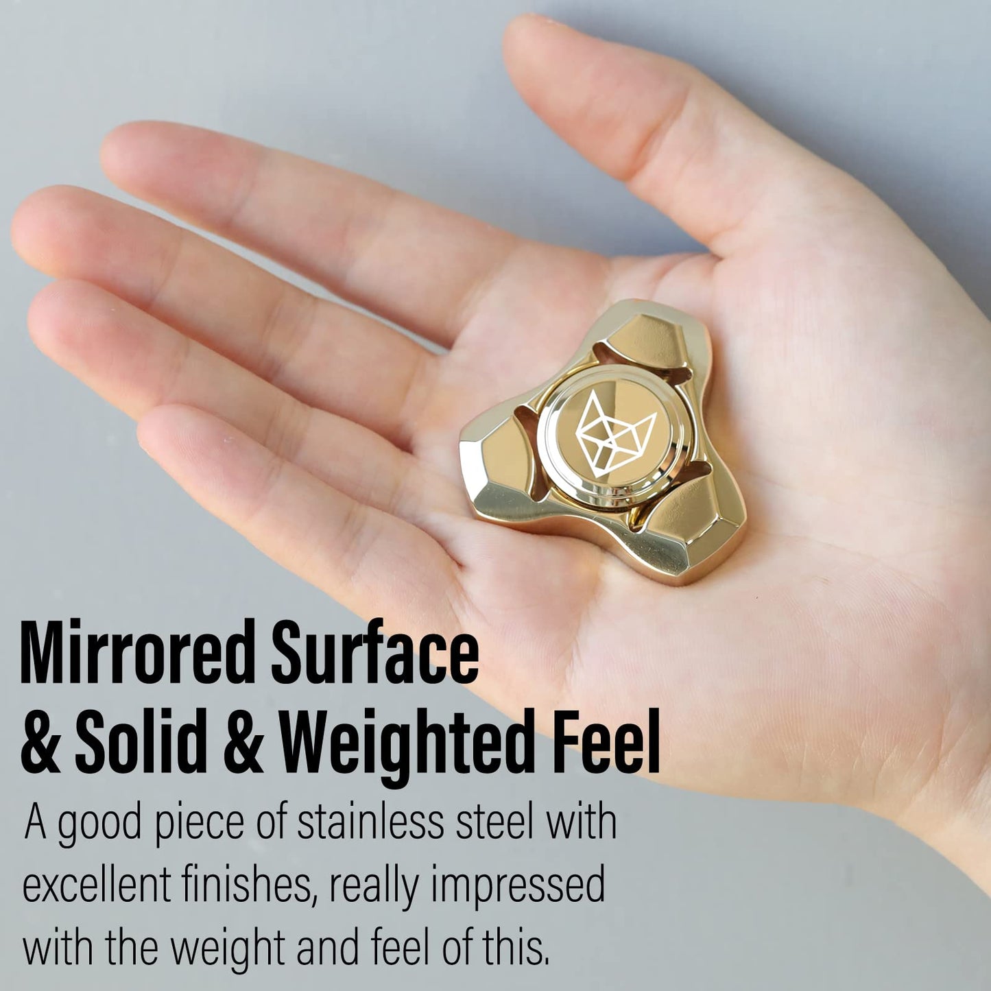 FREELOVE Metal Fidget Spinner for Adults — Stainless Steel Heavy Spin, Fox Mini Gyro, Premium Bearings, Gold