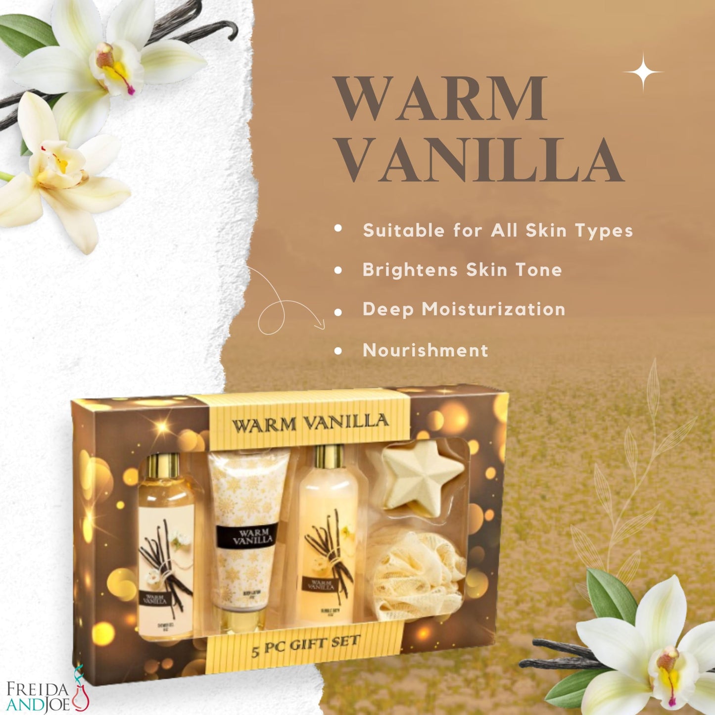Freida & Joe Warm Vanilla Bath & Body Gift Box – Valentines Collection 2.0