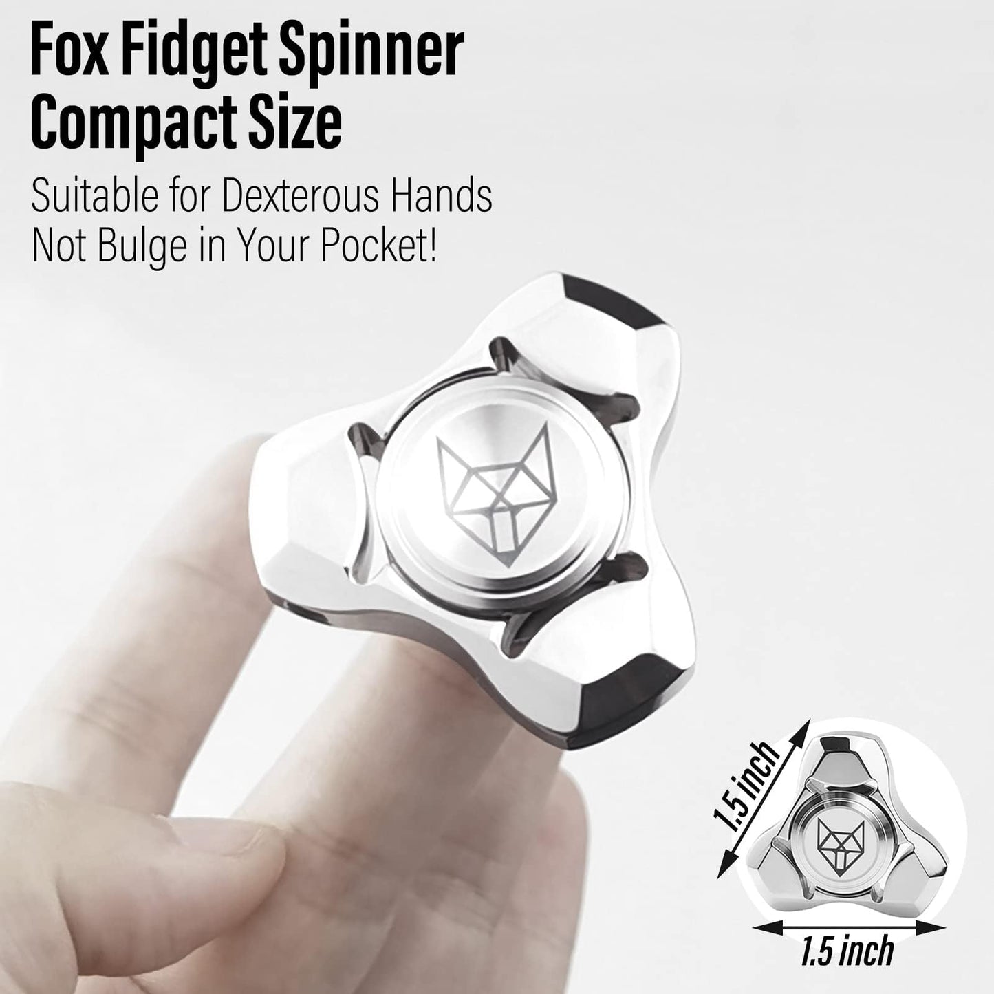 FREELOVE Metal Fidget Spinner for Adults – Stainless Steel, Fox Mini