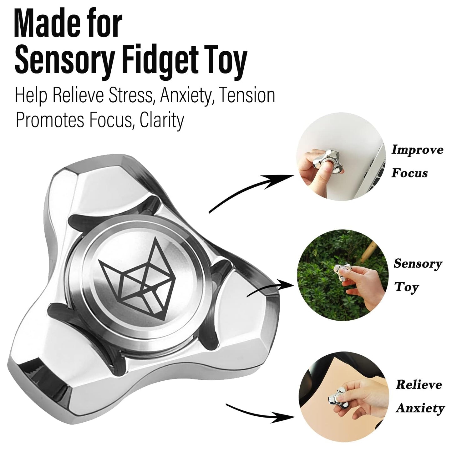 FREELOVE Metal Fidget Spinner for Adults – Stainless Steel, Fox Mini