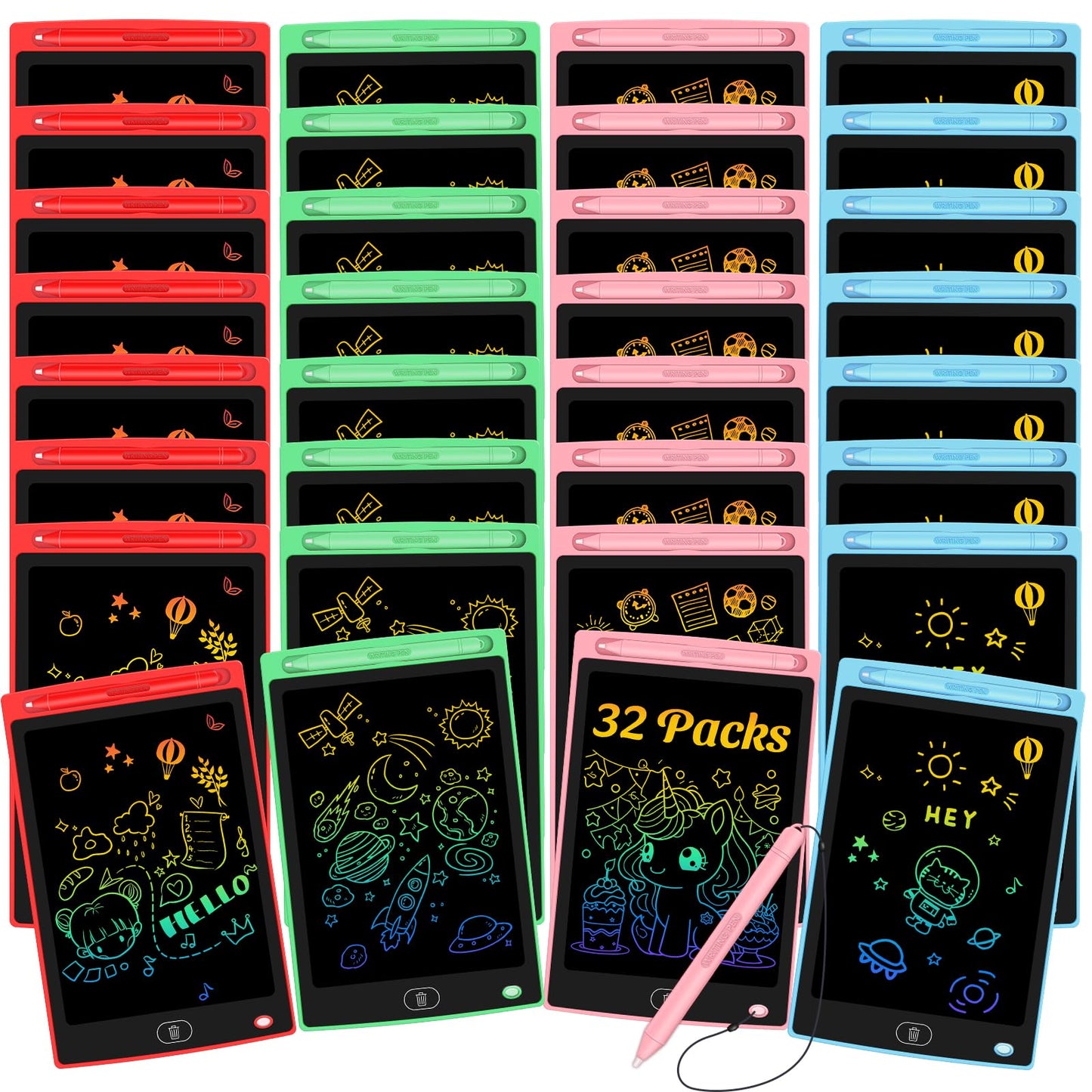 Frelswon 32-Pack LCD Writing Tablets for Kids – 8.5-inch Erasable Doodle Boards (Ages 3-8)