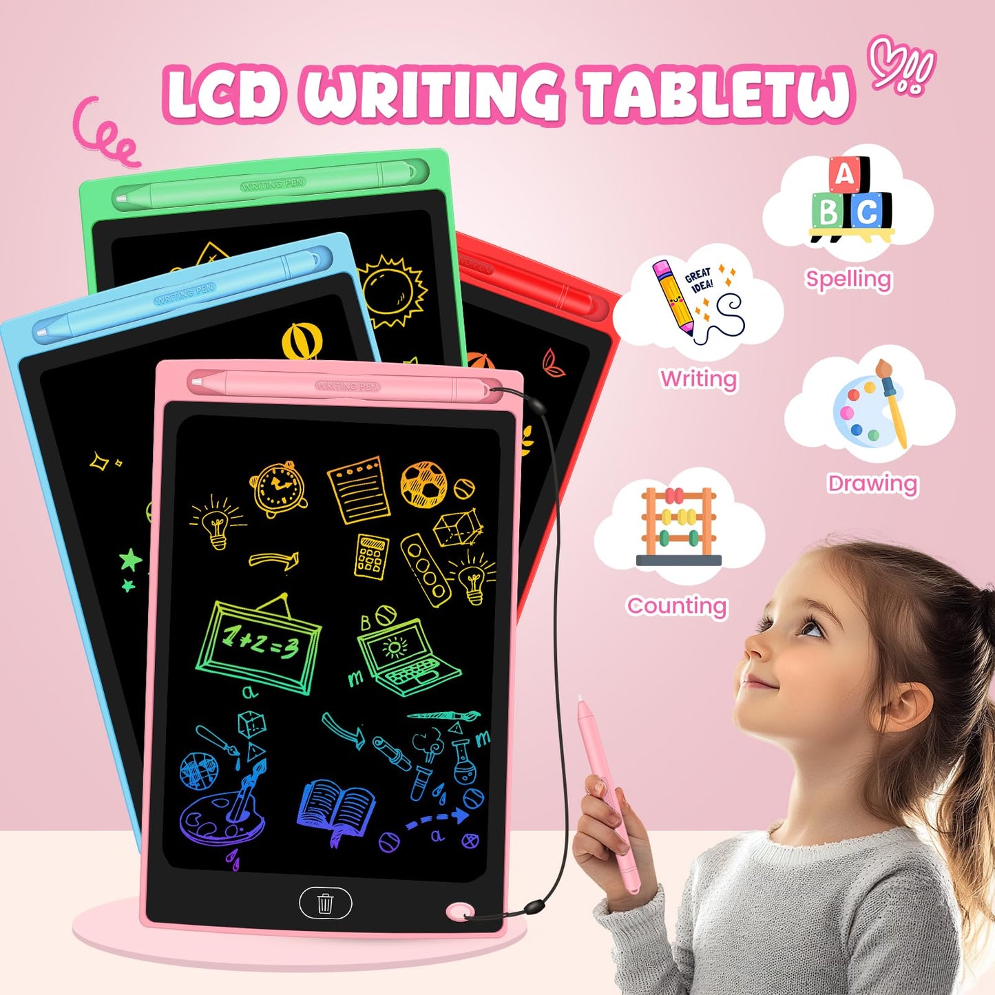 Frelswon 32-Pack LCD Writing Tablets for Kids – 8.5-inch Erasable Doodle Boards (Ages 3-8)
