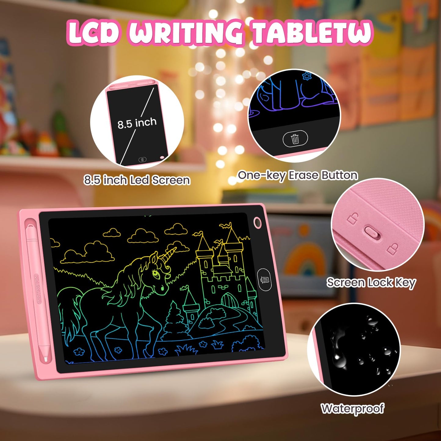 Frelswon 32-Pack LCD Writing Tablets for Kids – 8.5-inch Erasable Doodle Boards (Ages 3-8)