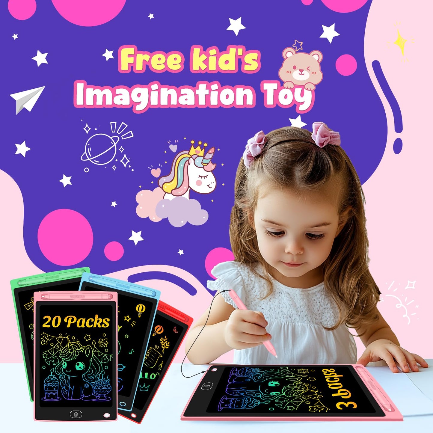 Frelswon 32-Pack LCD Writing Tablets for Kids – 8.5-inch Erasable Doodle Boards (Ages 3-8)