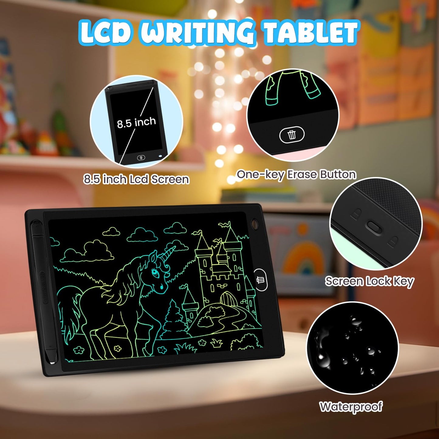 Frelswon 24-Pack 8.5 inch LCD Writing Tablet for Kids – Erasable Doodle Board