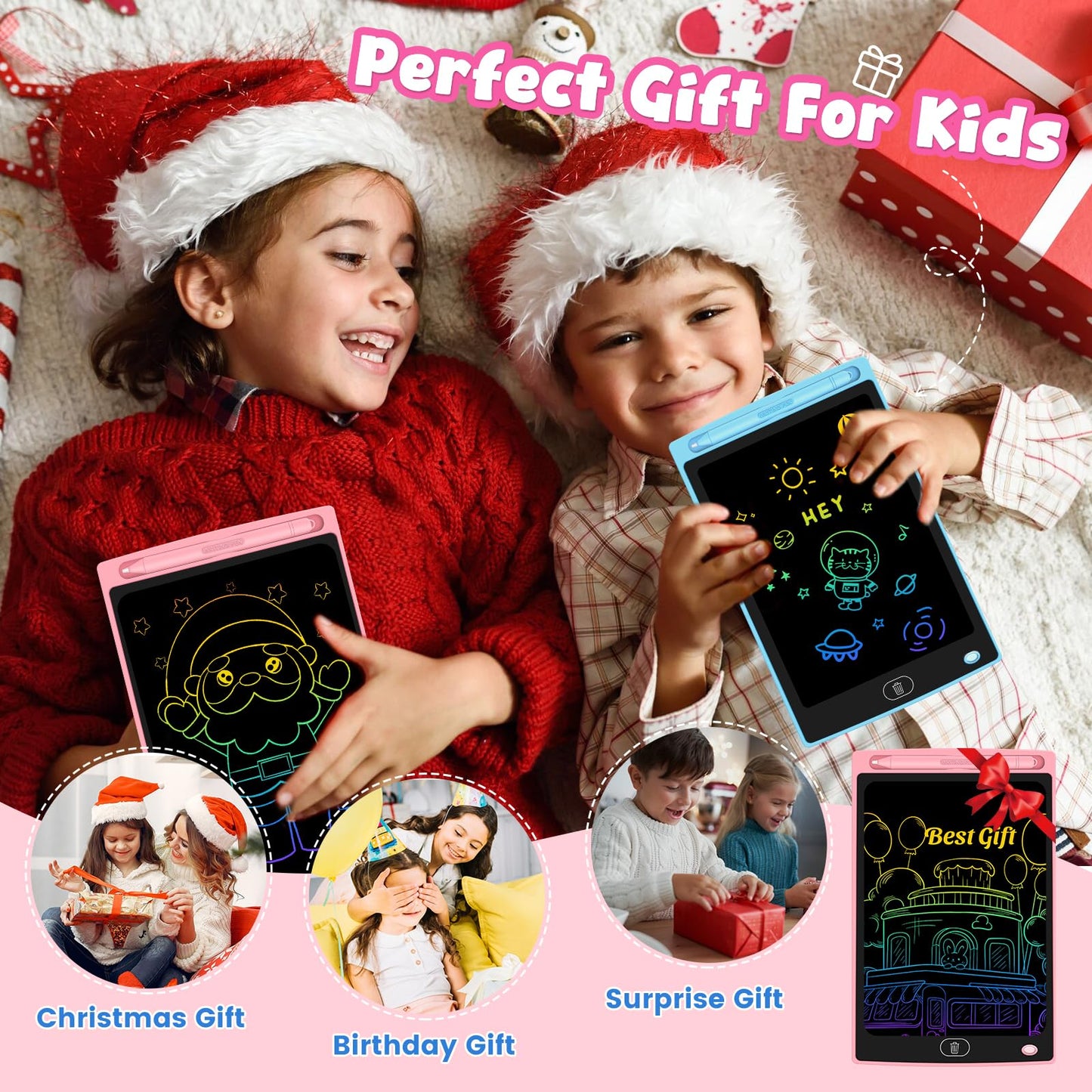 Frelswon 3-Pack LCD Writing Tablet for Kids – 8.5 inch Doodle Board Set (Blue, Green, Pink)