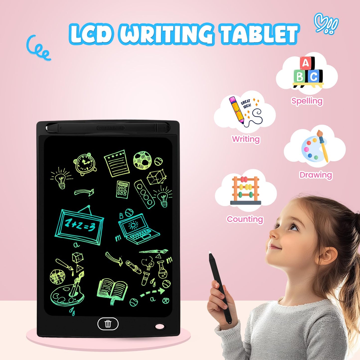 Frelswon 24-Pack 8.5 inch LCD Writing Tablet for Kids – Erasable Doodle Board