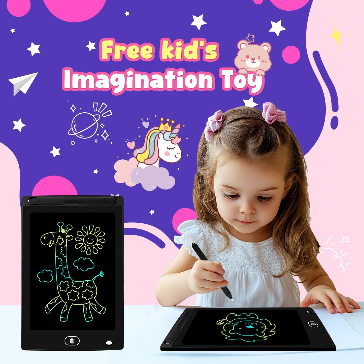 Frelswon 24-Pack 8.5 inch LCD Writing Tablet for Kids – Erasable Doodle Board