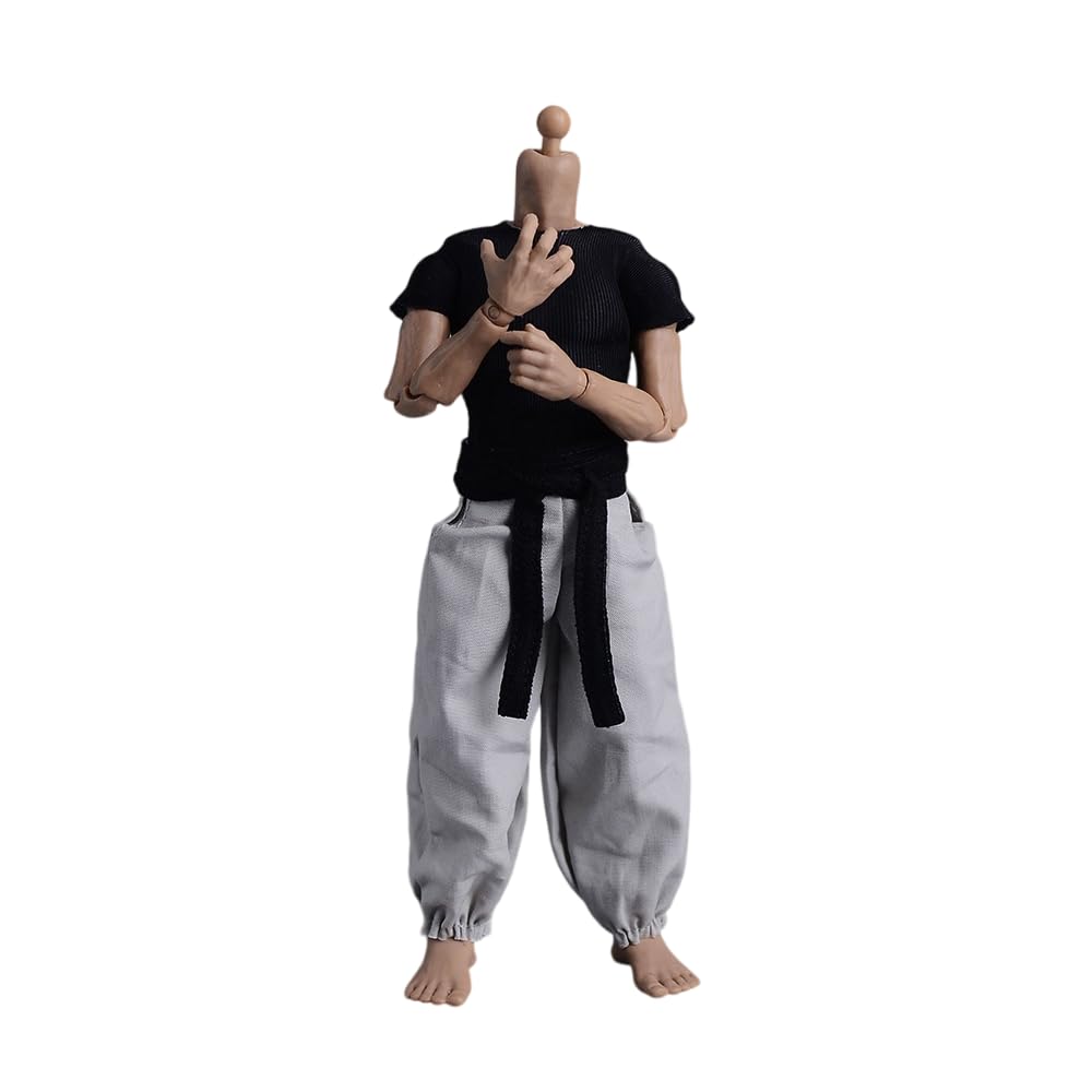 Fremego 1/12 Scale Male Clothes – Tight Short Sleeves Top + White Pant for 6-Inch Action Figures