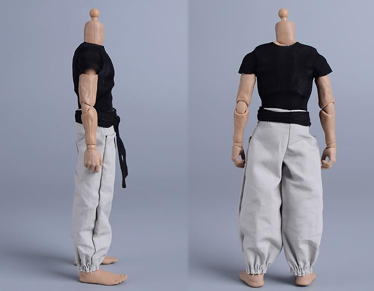 Fremego 1/12 Scale Male Clothes – Tight Short Sleeves Top + White Pant for 6-Inch Action Figures
