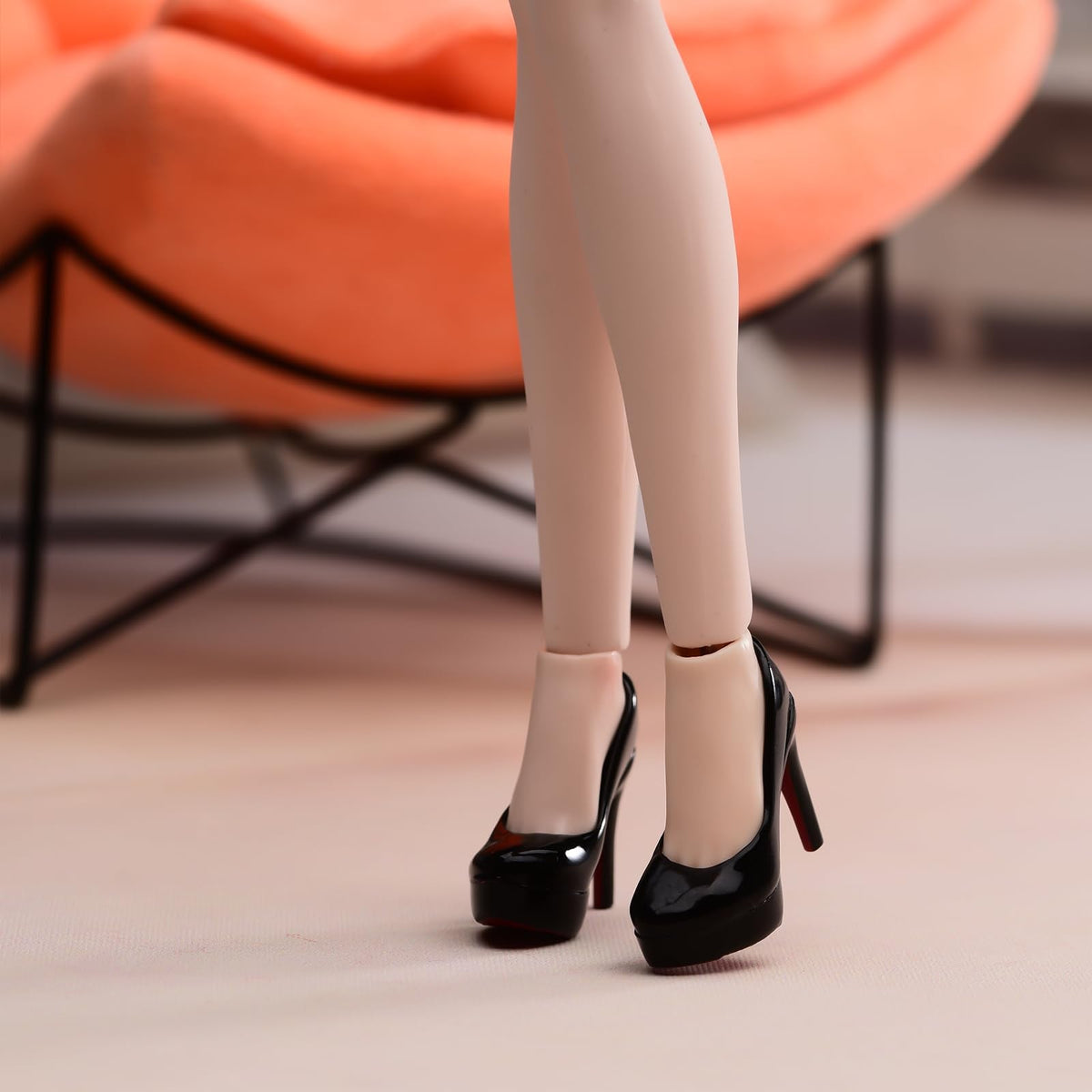 Fremego 1/6 Scale Female High-Heeled Shoes – Black Leather Look for 12-Inch Figures (PH TBLeague JO compatible)