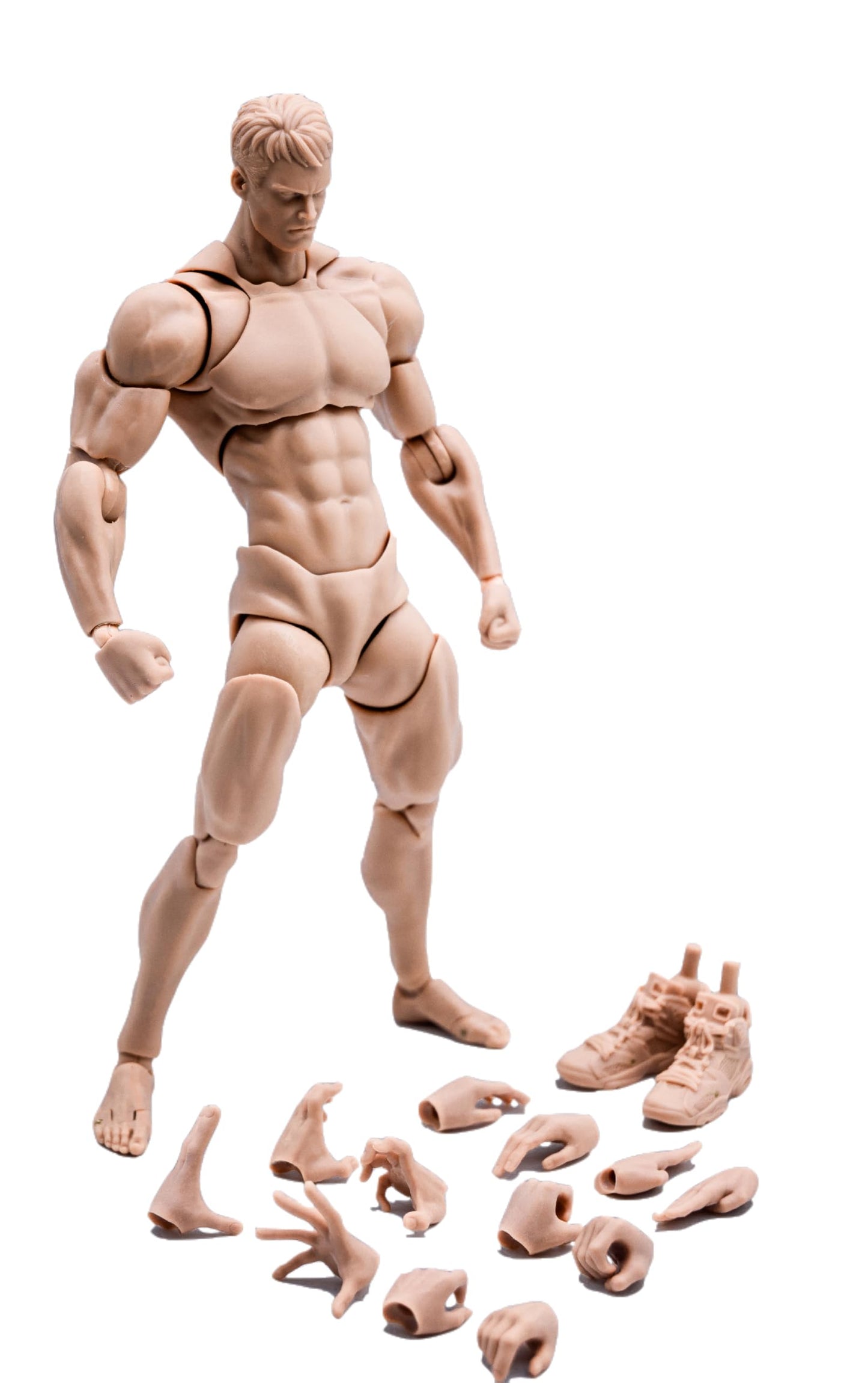 Fremego 1/12 Scale Male Action Figure – 6-Inch, Flexible Poseability, Interchangeable Hands, Pale Skin