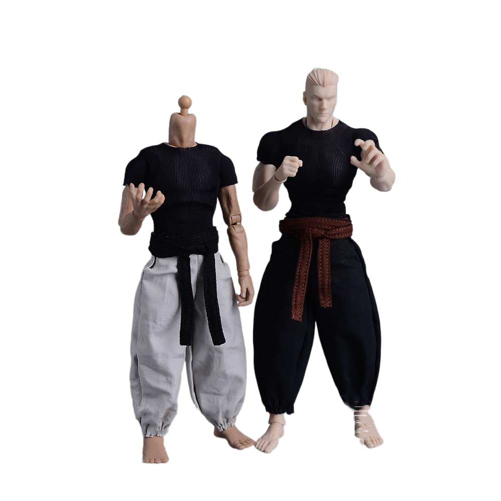 Fremego 1/12 Scale Male Clothes – Tight Short Sleeves Top + White Pant for 6-Inch Action Figures