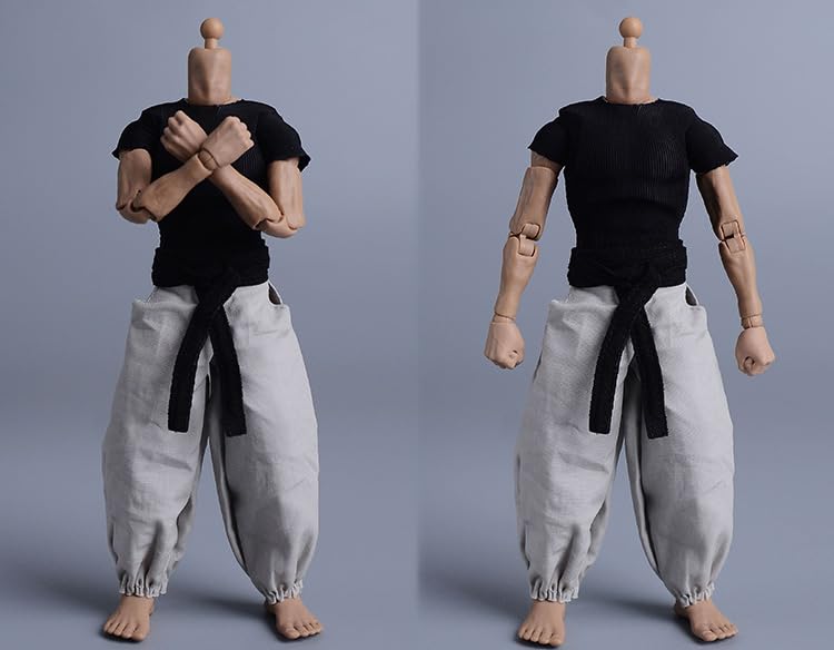Fremego 1/12 Scale Male Clothes – Tight Short Sleeves Top + White Pant for 6-Inch Action Figures