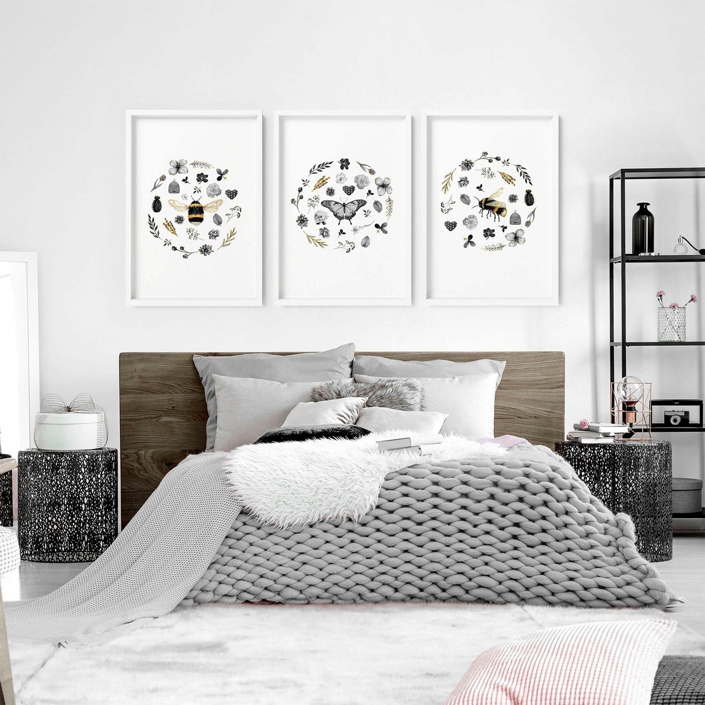 French country bedroom decor | set of 3 framed wall art prints