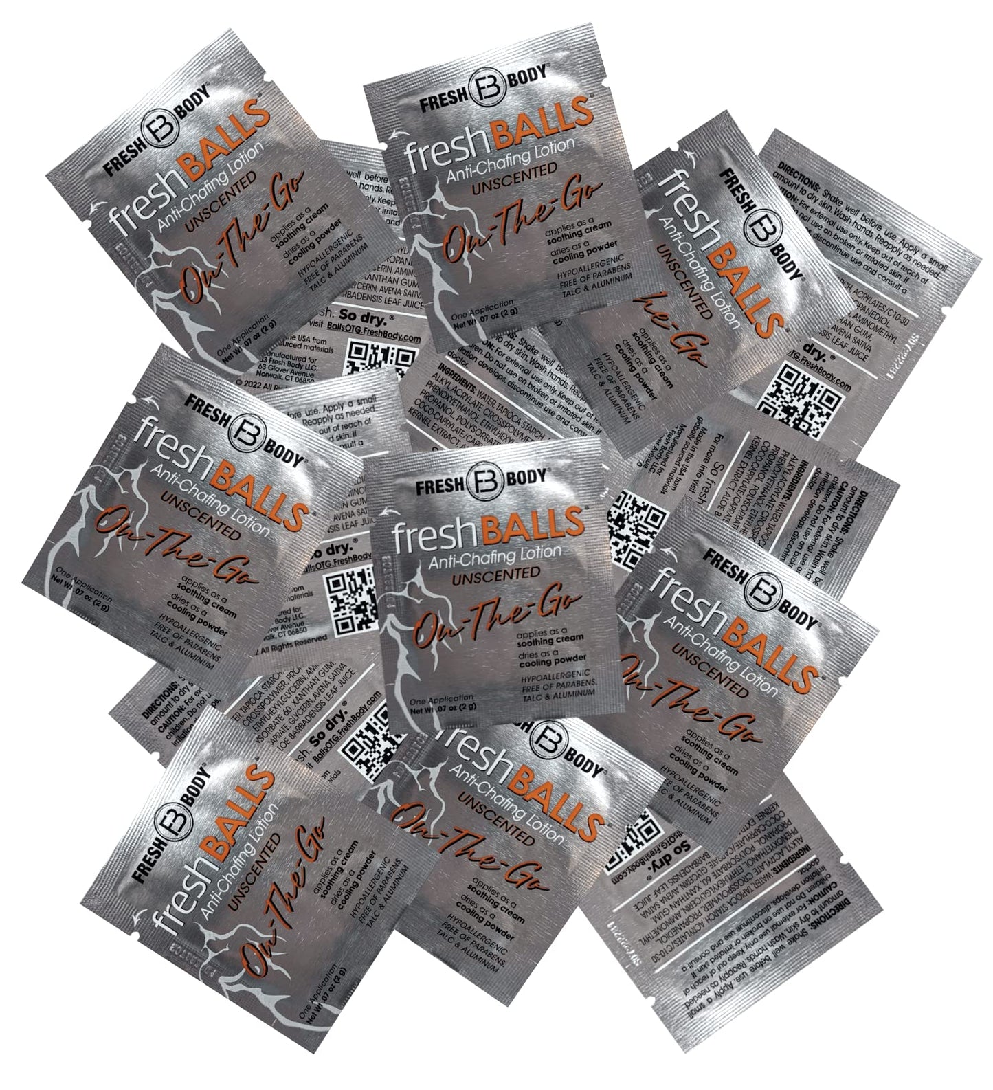 Fresh Body FB Balls On-The-Go Anti-Chafing Lotion — Travel Pack for Men (60 x 0.07 oz)