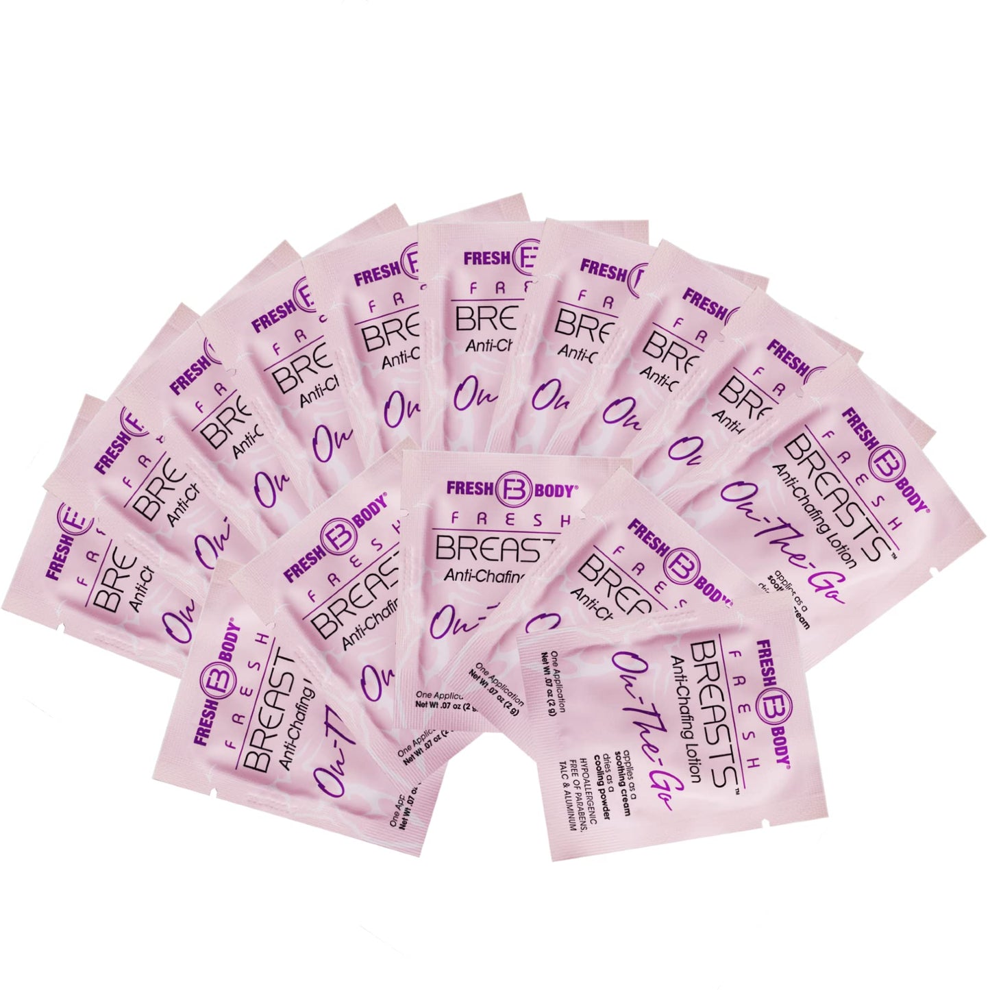 Fresh Body FB Breasts On-The-Go Anti-Chafing Lotion to Powder – Unscented 60-Pack Travel Size