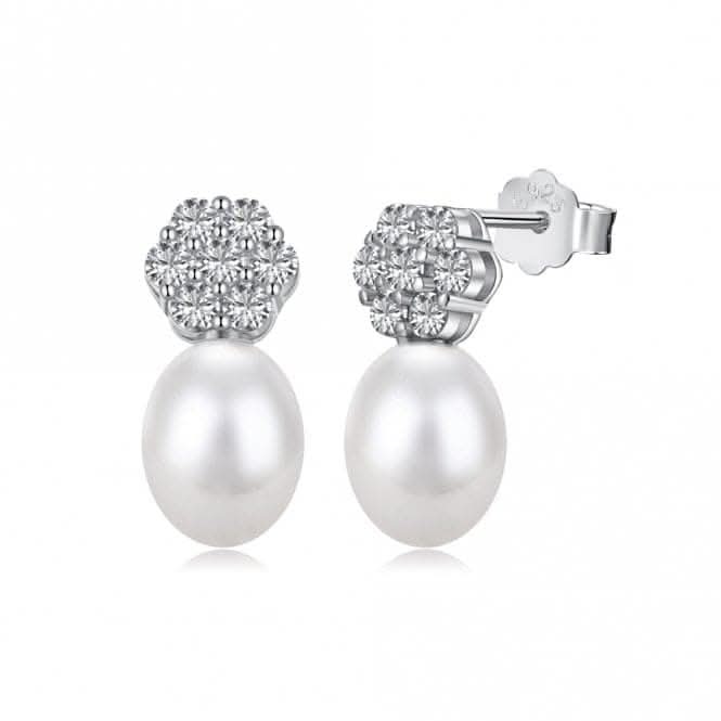 Fresh Water Pearl Sparkling Stone Dropper Earrings ERLE029