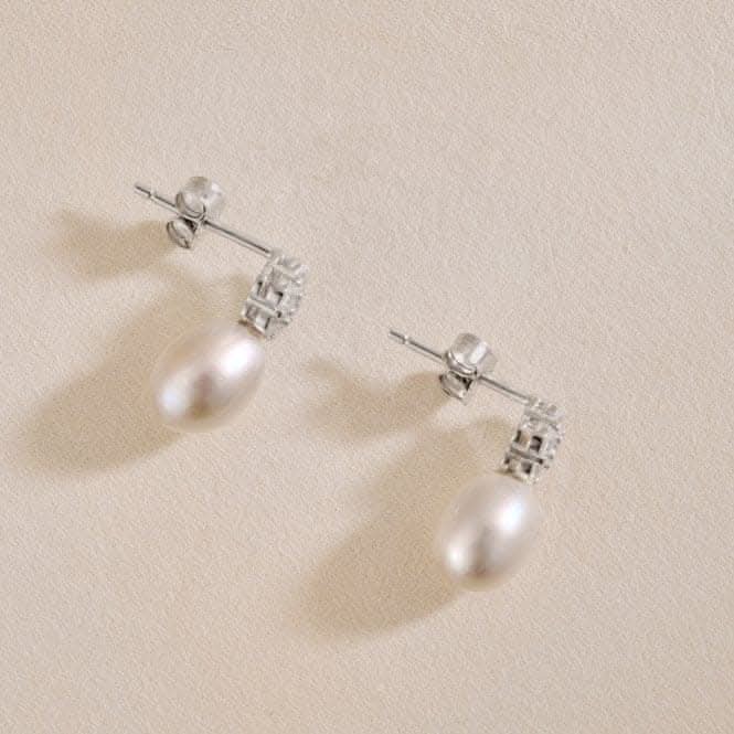 Fresh Water Pearl Sparkling Stone Dropper Earrings ERLE029
