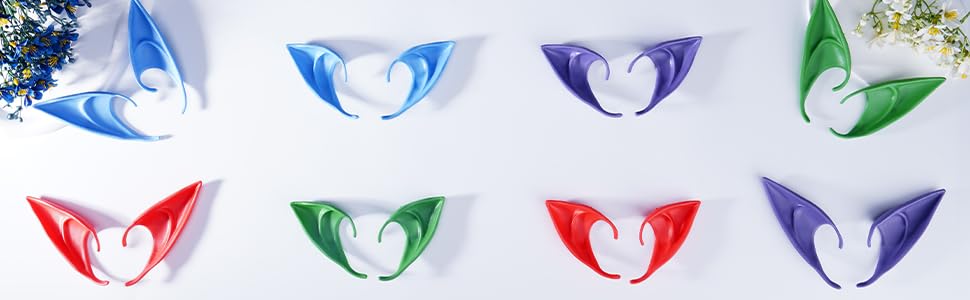 FRESHME Renaissance Fairy Ears – 2 Blue Elf Ears for Cosplay & Dress Up