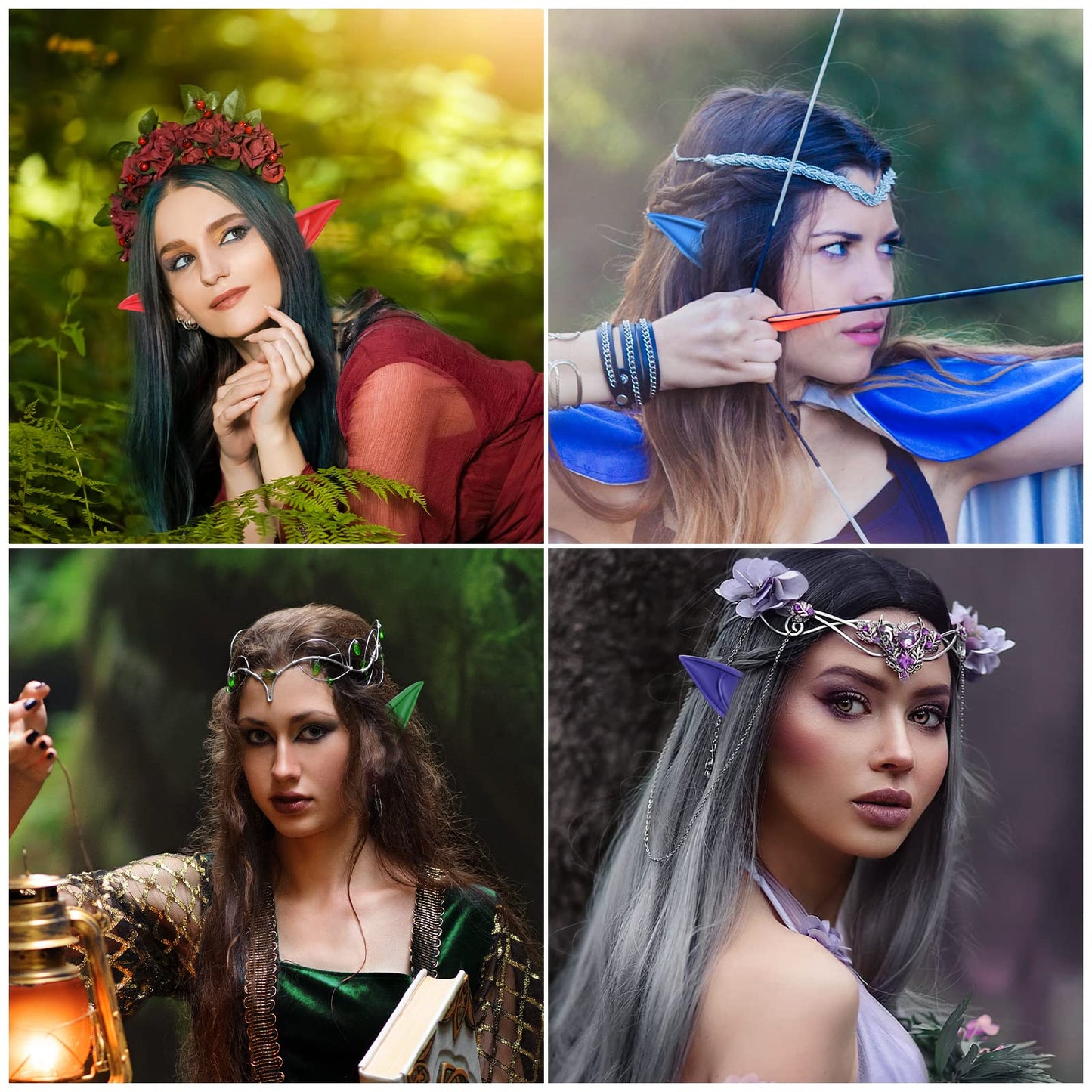 FRESHME Renaissance Fairy Ears – 2 Blue Elf Ears for Cosplay & Dress Up