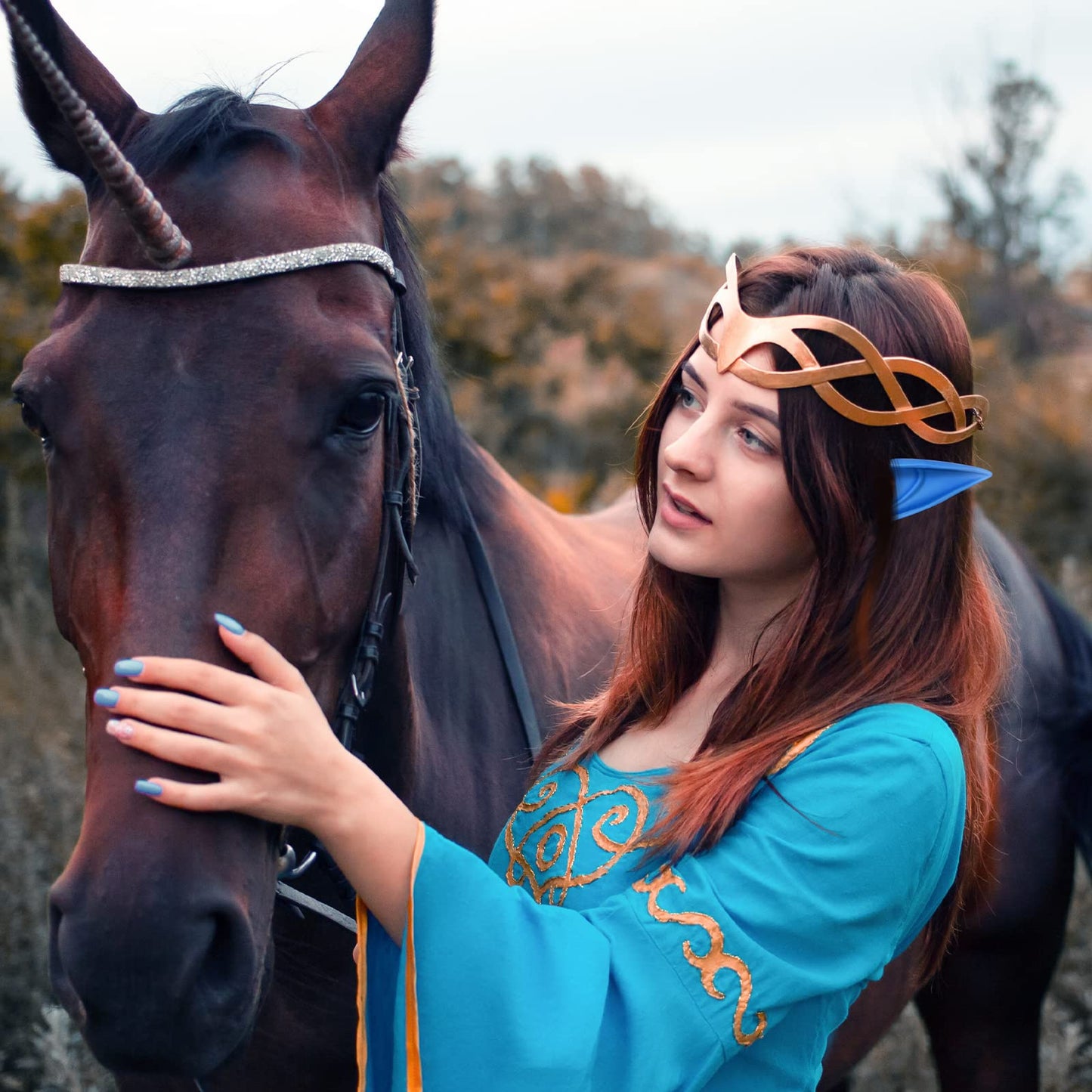 FRESHME Renaissance Fairy Ears – 2 Blue Elf Ears for Cosplay & Dress Up