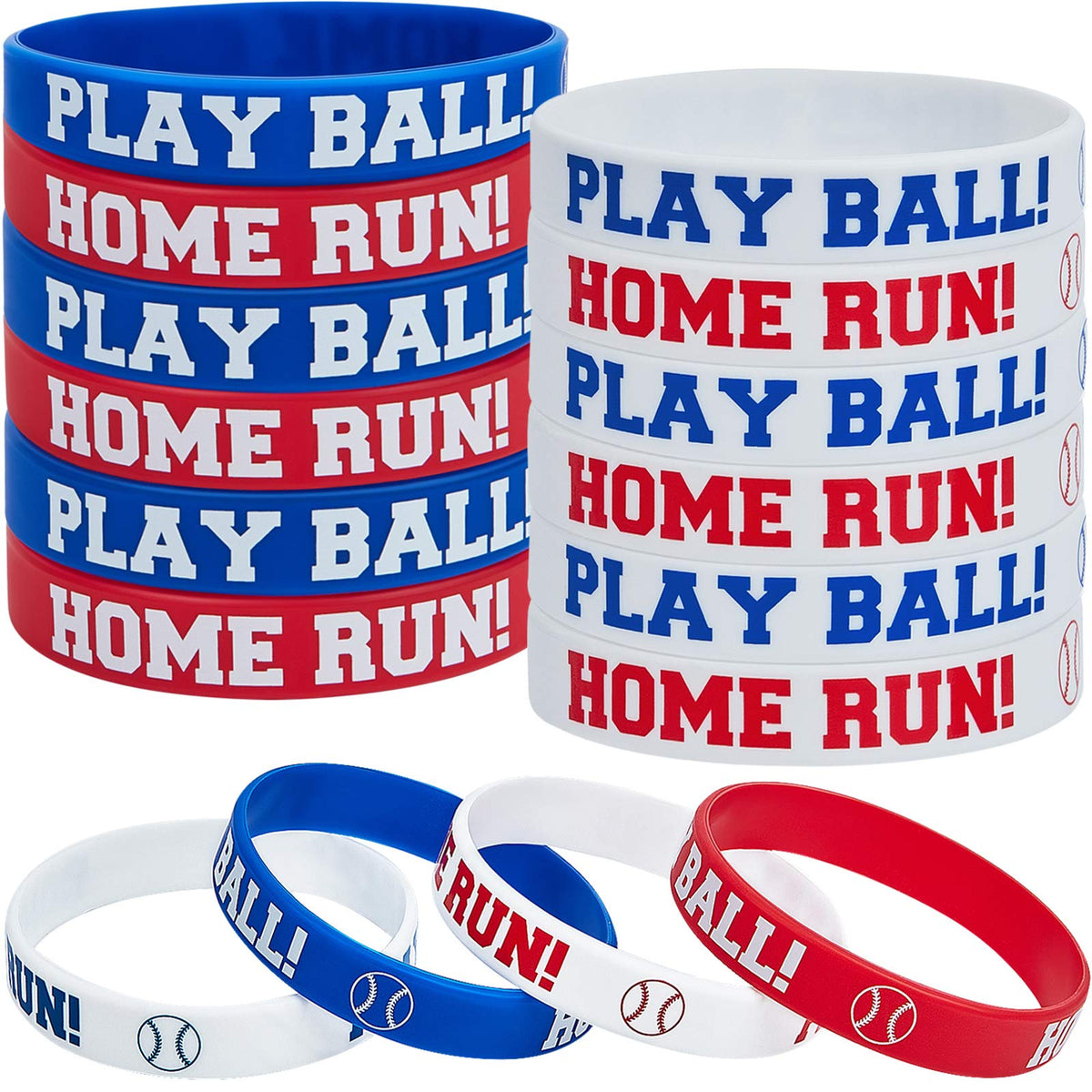 Frienda Baseball Silicone Wristbands (24 Pieces) – Home Run Motivational Wristbands for Gifts & Party Favors