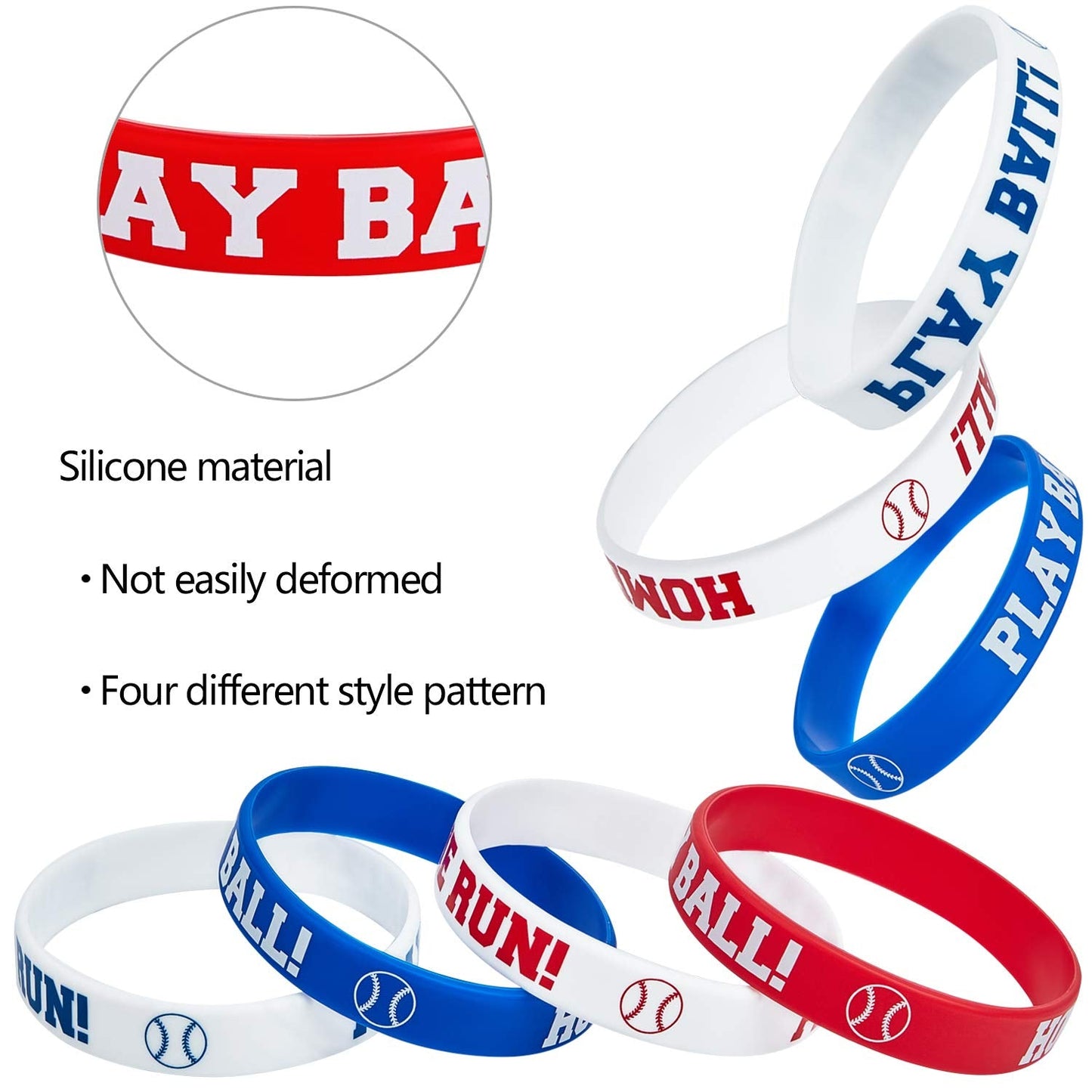 Frienda Baseball Silicone Wristbands (24 Pieces) – Home Run Motivational Wristbands for Gifts & Party Favors