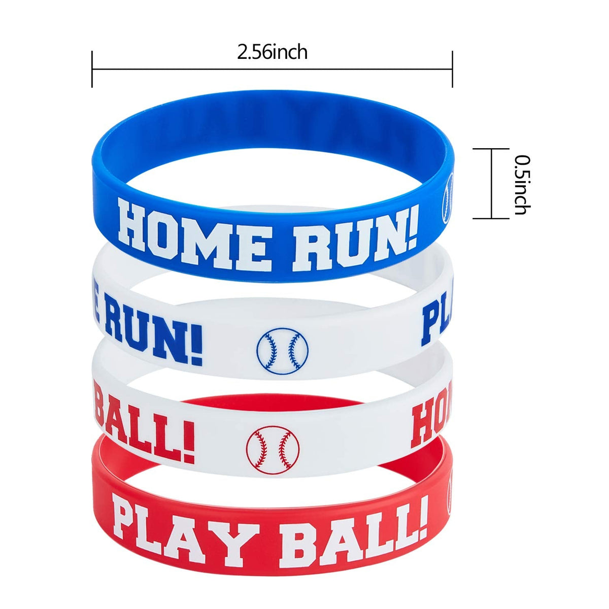 Frienda Baseball Silicone Wristbands (24 Pieces) – Home Run Motivational Wristbands for Gifts & Party Favors
