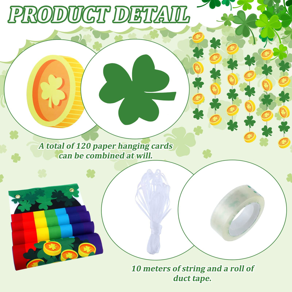 Frienda St. Patrick's Day Rainbow Ceiling Decor – Pot of Gold & Shamrock Garlands