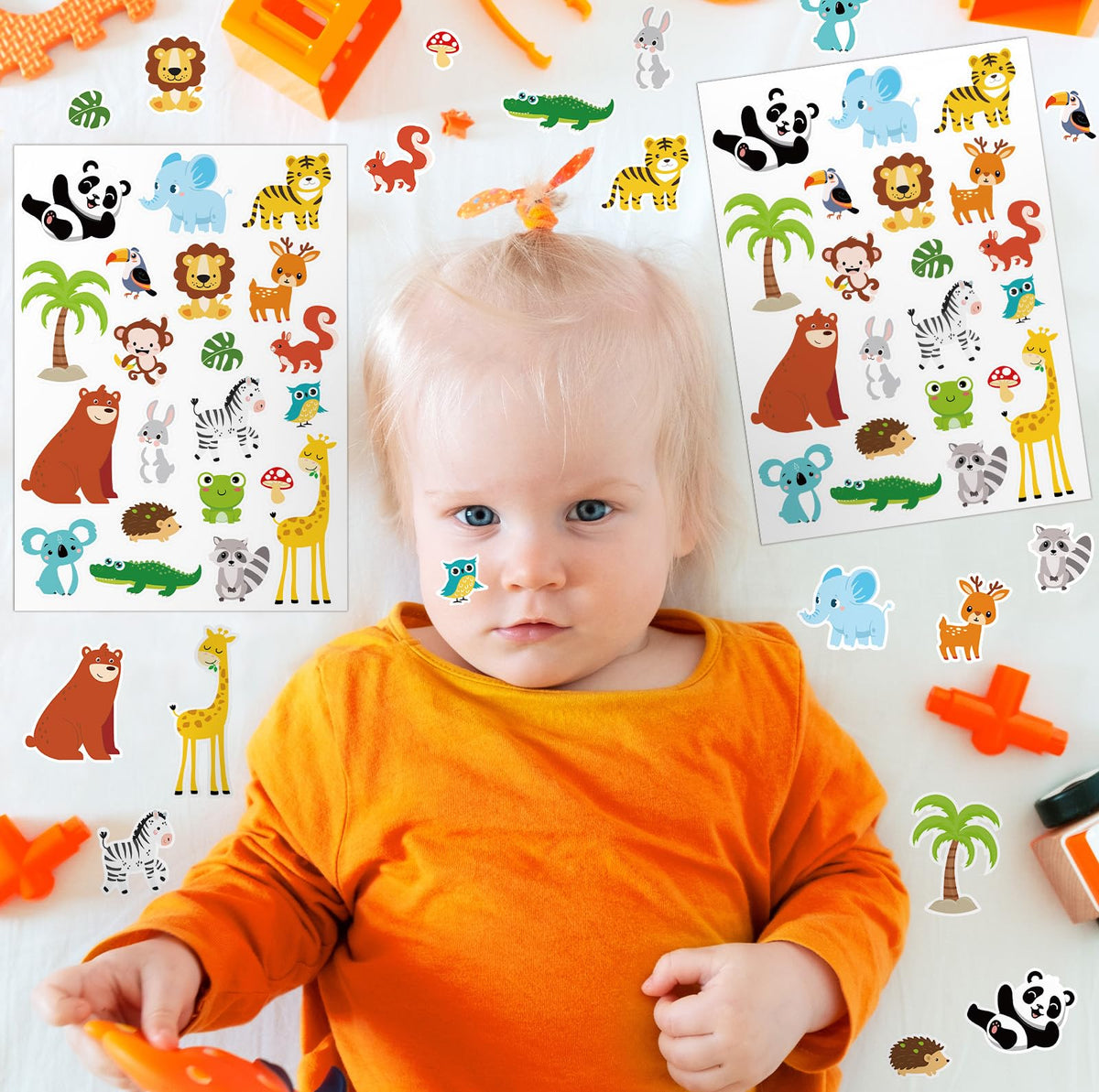 Frienda 500 Pcs Cute Jungle Animals Stickers for Kids – 25 Sheets, 20 Designs, Classroom & Party Decor