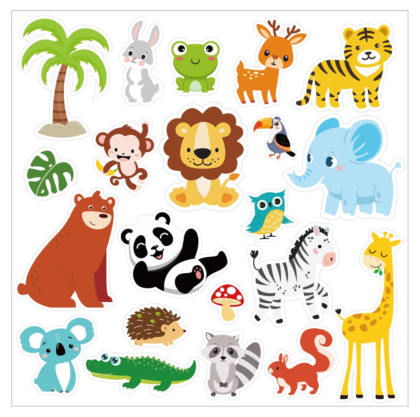 Frienda 500 Pcs Cute Jungle Animals Stickers for Kids – 25 Sheets, 20 Designs, Classroom & Party Decor