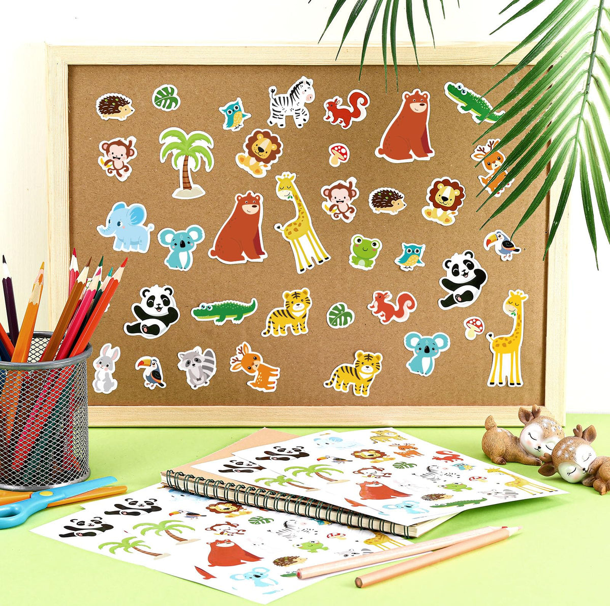 Frienda 500 Pcs Cute Jungle Animals Stickers for Kids – 25 Sheets, 20 Designs, Classroom & Party Decor