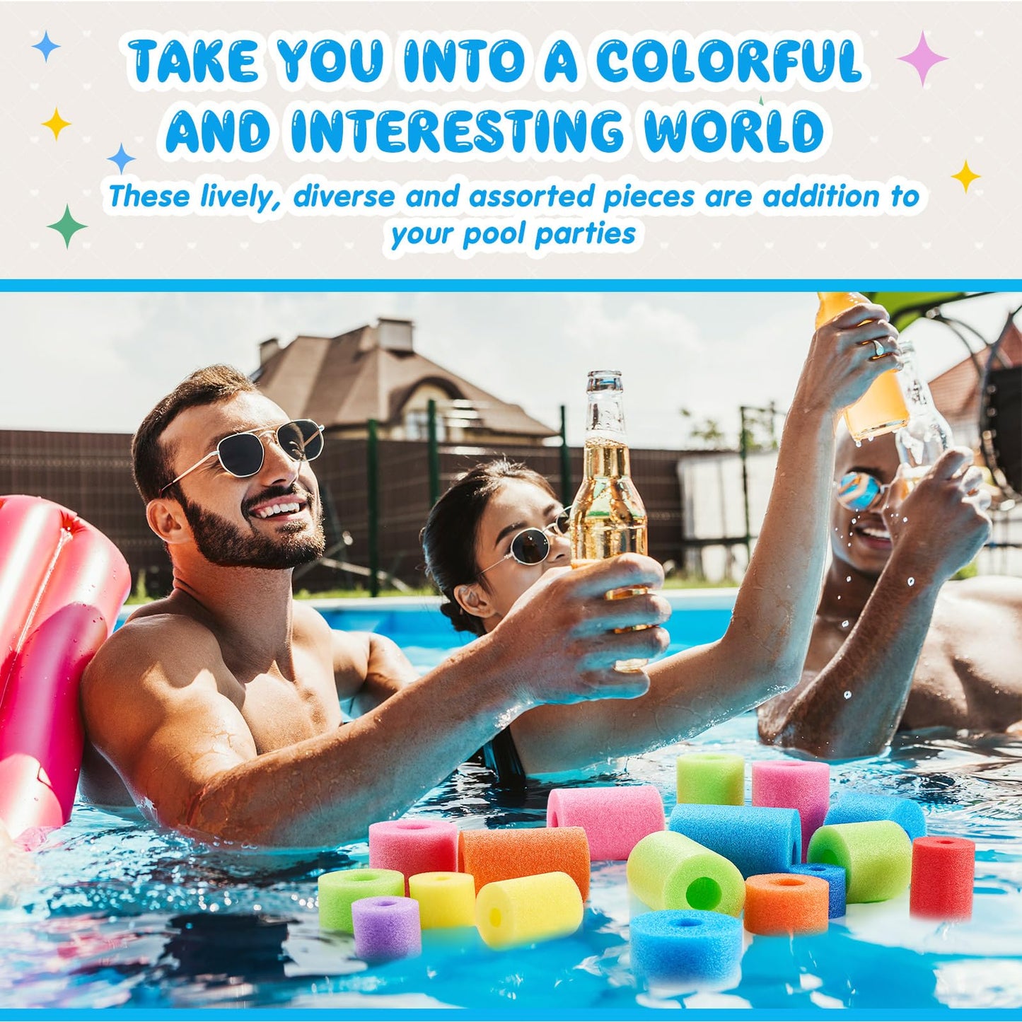 Frienda 50 Pcs Pool Noodles Bits – Multicolor Craft Foam Pieces for DIY & Play