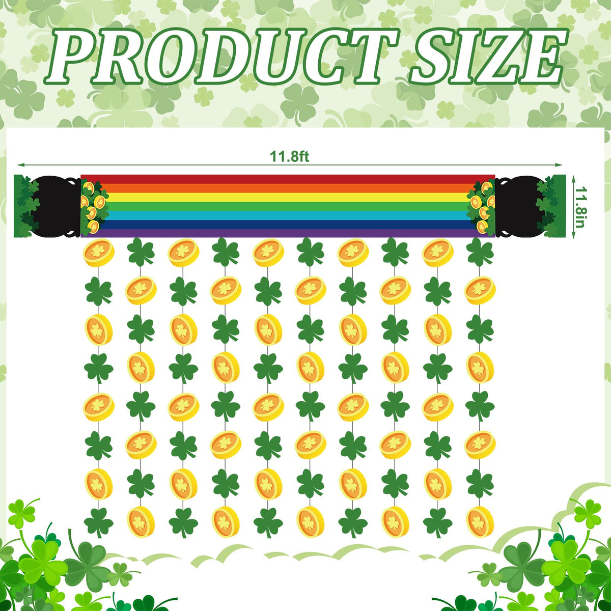 Frienda St. Patrick's Day Rainbow Ceiling Decor – Pot of Gold & Shamrock Garlands