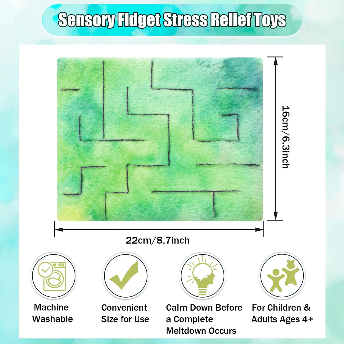 Frienda 2 Pack Marble Maze Mat Fidget Toy – Sensory Calming Mats for Focus (8.7 x 6.3 in)