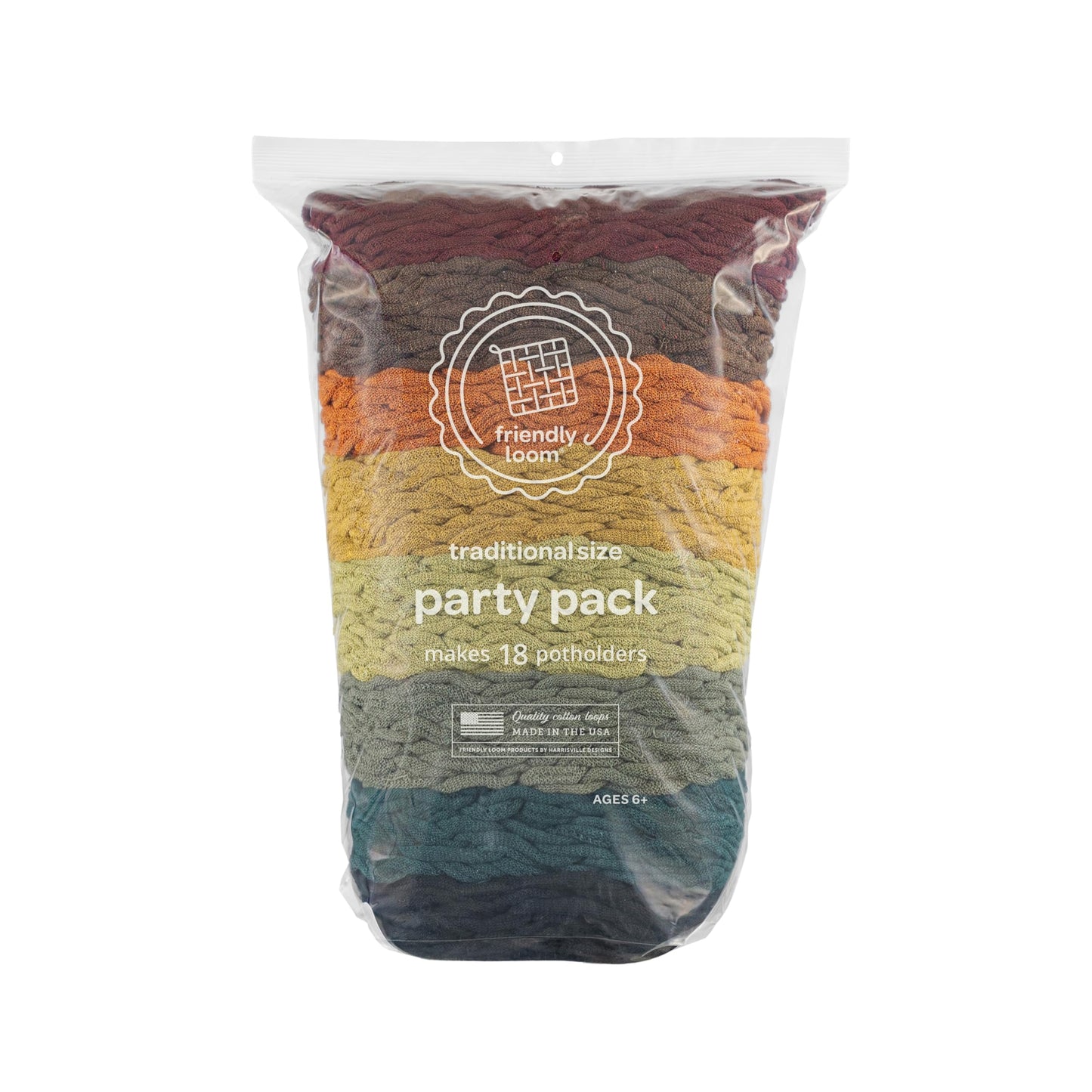 Friendly Loom Quality Cotton Weaving Loops – Earthtone Colors, 7” Traditional Potholder Loom, Weave 18 Potholders, Made in the USA