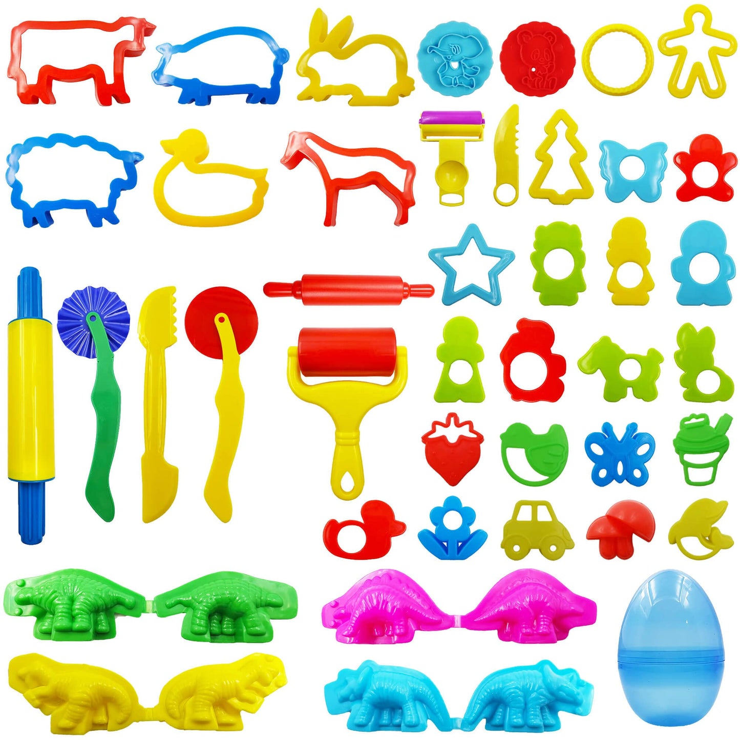 FRIMOONY Dough Tools Set for Kids – 44-Piece Molds & Rolling Pins