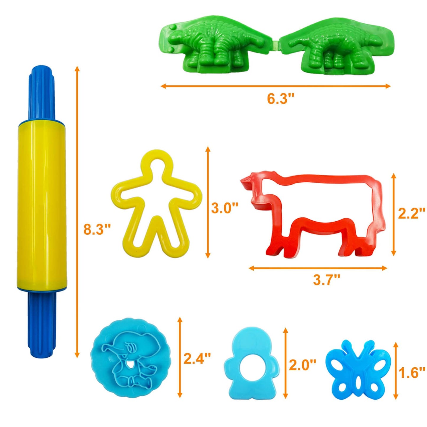 FRIMOONY Dough Tools Set for Kids – 44-Piece Molds & Rolling Pins