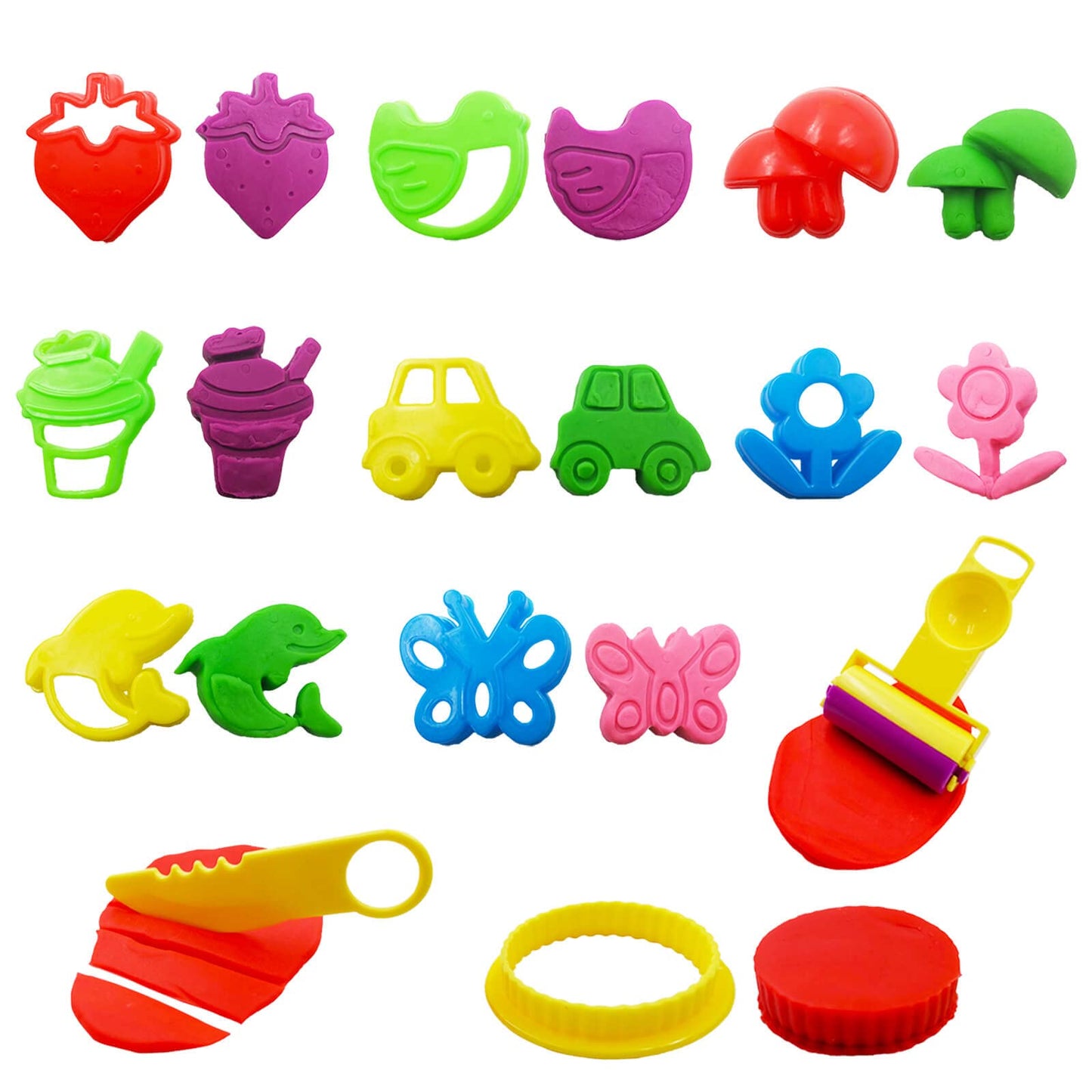 FRIMOONY Dough Tools Set for Kids – 44-Piece Molds & Rolling Pins