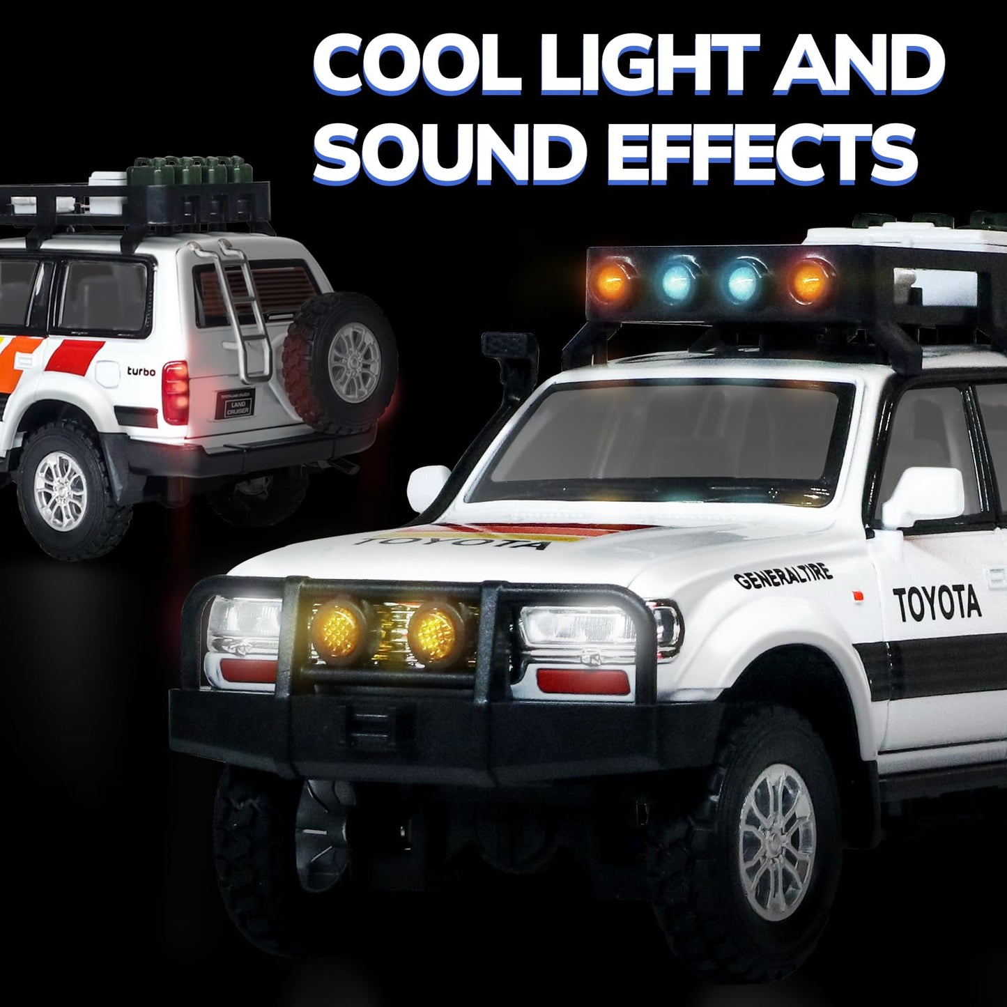 FRJV Diecast Toy Cars 1:24 – Land Cruiser LC80 Pull-Back with Lights & Sounds